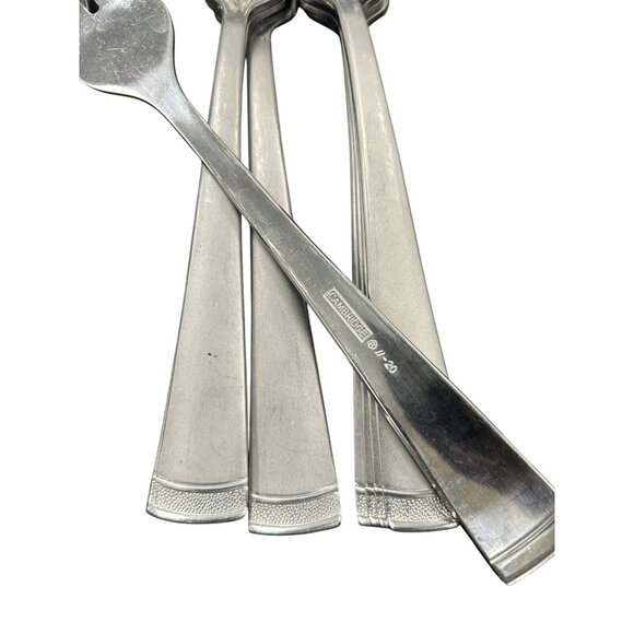 42 PC CAMBRIDGE 11/20 STAINLESS FLATWARE Gratitude PATTERN BRUSHED BEADED GLOSSY - Picture 7 of 9